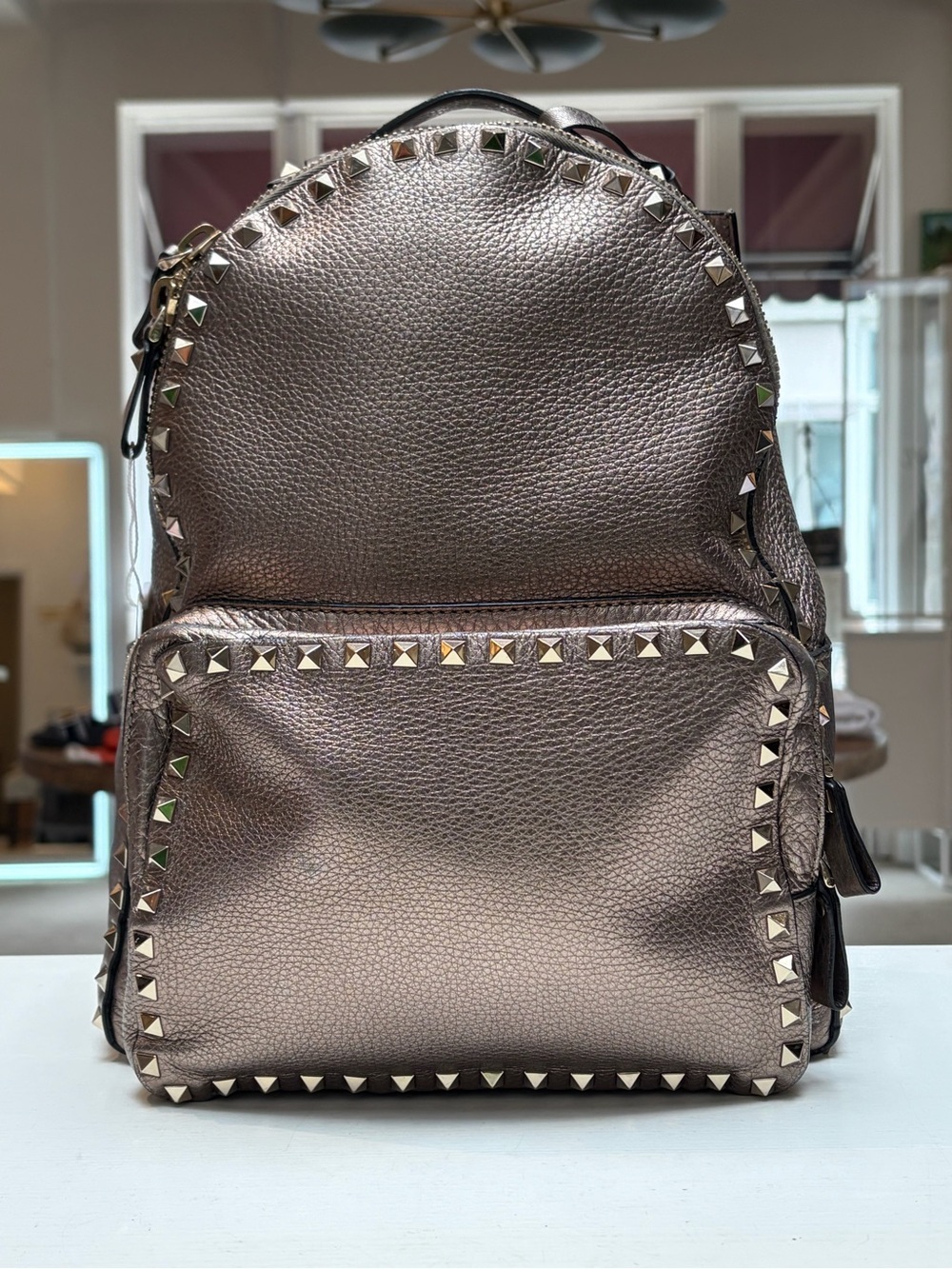 Valentino Metallic Bronze Studded Backpack